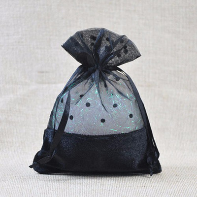 金品金工藝禮品廠定制黑色雪紗植絨貓腳袋 雪紗植絨圓點袋 絨布袋 雪紗袋 束口袋 定制動物加印雪紗袋 首飾袋 禮品袋